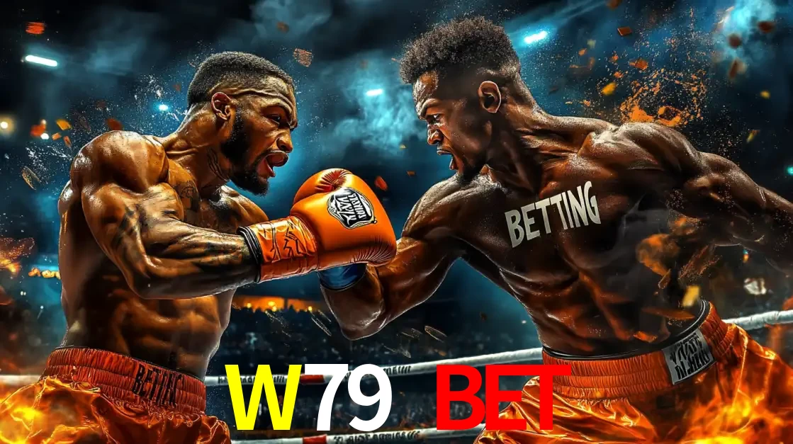 Dois boxeadores em uma luta intensa e explosiva, representando a adrenalina e as oportunidades de apostas em esportes de combate disponíveis na plataforma W79 BET.