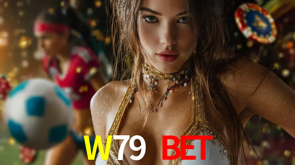Mulher elegante representando a combinação de glamour e emoção das apostas esportivas, com uma jogadora de futebol ao fundo, destacando a ação no W79 BET.