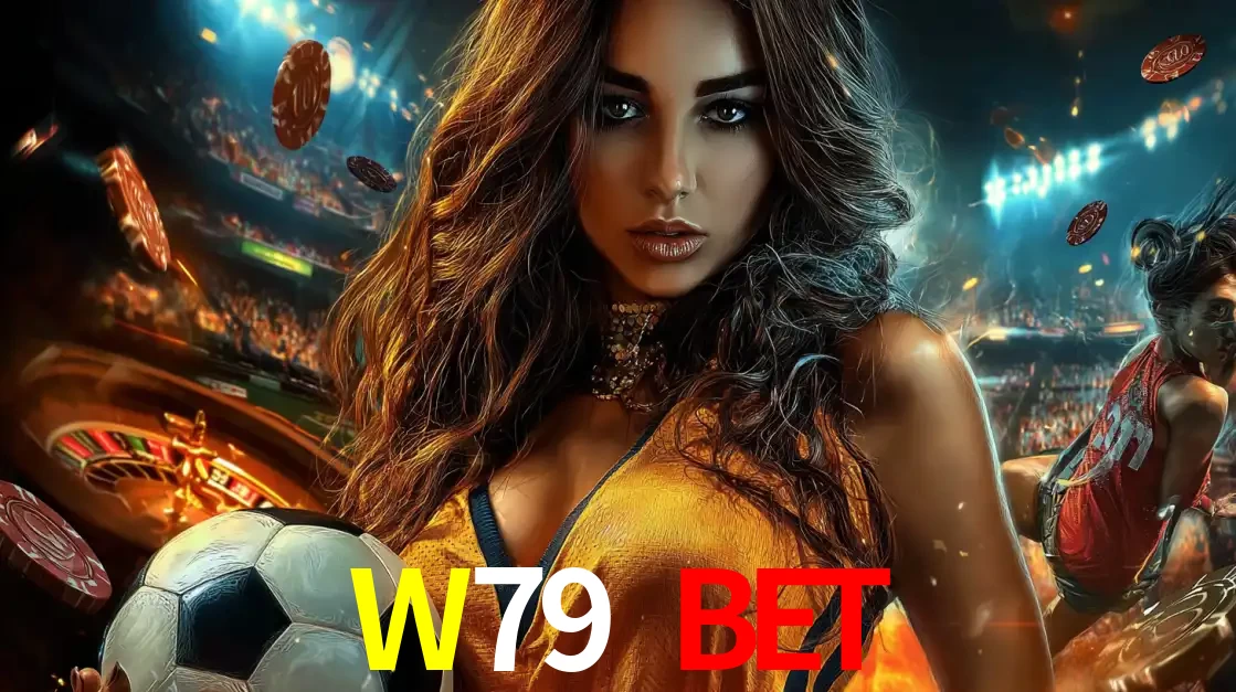 Mulher segurando uma bola de futebol em uma montagem que mistura a paixão esportiva com a emoção da roleta de cassino, tudo disponível na plataforma W79 BET.